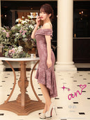 an/AOC-3276/ワンピース/ミニドレス/マーメイド/オフショルダー/総レース/タイトワンピース