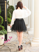 an/AOC-3282/ワンピース/ミニドレス/レース/チュールスカート/リボン