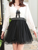 an/AOC-3282/ワンピース/ミニドレス/レース/チュールスカート/リボン