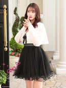 an/AOC-3282/ワンピース/ミニドレス/レース/チュールスカート/リボン