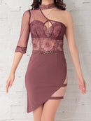 an/AOC-3290/ワンピース/ミニドレス/レース/ワンショルダー/タイトワンピース