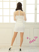 an/AOC-3325/ミニドレス/キャバドレス/チュール/ドット柄/長袖/袖あり/長袖/桜咲乃愛さん着用