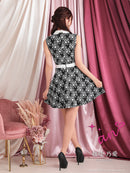 an|AOC-3329/ワンピース/キャバドレス/フレア/総レース/ハート/襟付き/花柄/フロントジップ