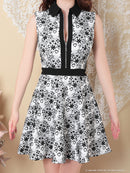 an|AOC-3329/ワンピース/キャバドレス/フレア/総レース/ハート/襟付き/花柄/フロントジップ