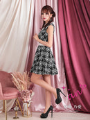 an|AOC-3329/ワンピース/キャバドレス/フレア/総レース/ハート/襟付き/花柄/フロントジップ