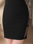 an/AOC-3330/ワンピース/ミニドレス/キャバドレス/袖あり/ビジュー/七分袖/切替ワンピース/小川青空さん着用