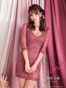 an/AOC-3331/ミニドレス/キャバドレス/ナイトドレス/ジッパードレス/袖あり/フロントジップ