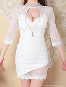 an/AOC-3331/ミニドレス/キャバドレス/ナイトドレス/ジッパードレス/袖あり/フロントジップ