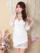 an/AOC-3331/ミニドレス/キャバドレス/ナイトドレス/ジッパードレス/袖あり/フロントジップ