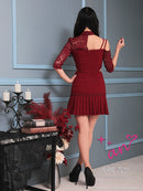 an/AOC-3334/ワンピース/ミニドレス/タイトワンピース/袖あり/小悪魔風ワンピ/桜咲乃愛さん着用/小川青空さん着用