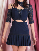 an/AOC-3334/ワンピース/ミニドレス/タイトワンピース/袖あり/小悪魔風ワンピ/桜咲乃愛さん着用/小川青空さん着用