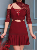 an/AOC-3334/ワンピース/ミニドレス/タイトワンピース/袖あり/小悪魔風ワンピ/桜咲乃愛さん着用/小川青空さん着用