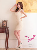 an/AOC-3357/ワンピース/ミニドレス/タイトワンピース/ツイード/スクエアネック/パールボタン