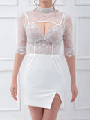 an/AOC-3369/ワンピース/ミニドレス/レース/タイトワンピース/袖あり