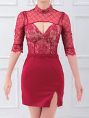 an/AOC-3369/ワンピース/ミニドレス/レース/タイトワンピース/袖あり