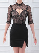 an/AOC-3369/ワンピース/ミニドレス/レース/タイトワンピース/袖あり