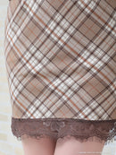 an/AOC-3391/ワンピース/ミニドレス/タイトワンピース/チェック柄/レース/フロントジップ