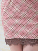 an/AOC-3391/ワンピース/ミニドレス/タイトワンピース/チェック柄/レース/フロントジップ