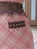 an/AOC-3391/ワンピース/ミニドレス/タイトワンピース/チェック柄/レース/フロントジップ