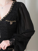 an/AOC-3393/ワンピース/ミニドレス/ツイード/袖あり/長袖/フロントジップ