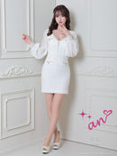 an/AOC-3393/ワンピース/ミニドレス/ツイード/袖あり/長袖/フロントジップ