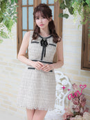 an/AOC-3394/ワンピース/タイトワンピース/ツイード/ブローチ付き