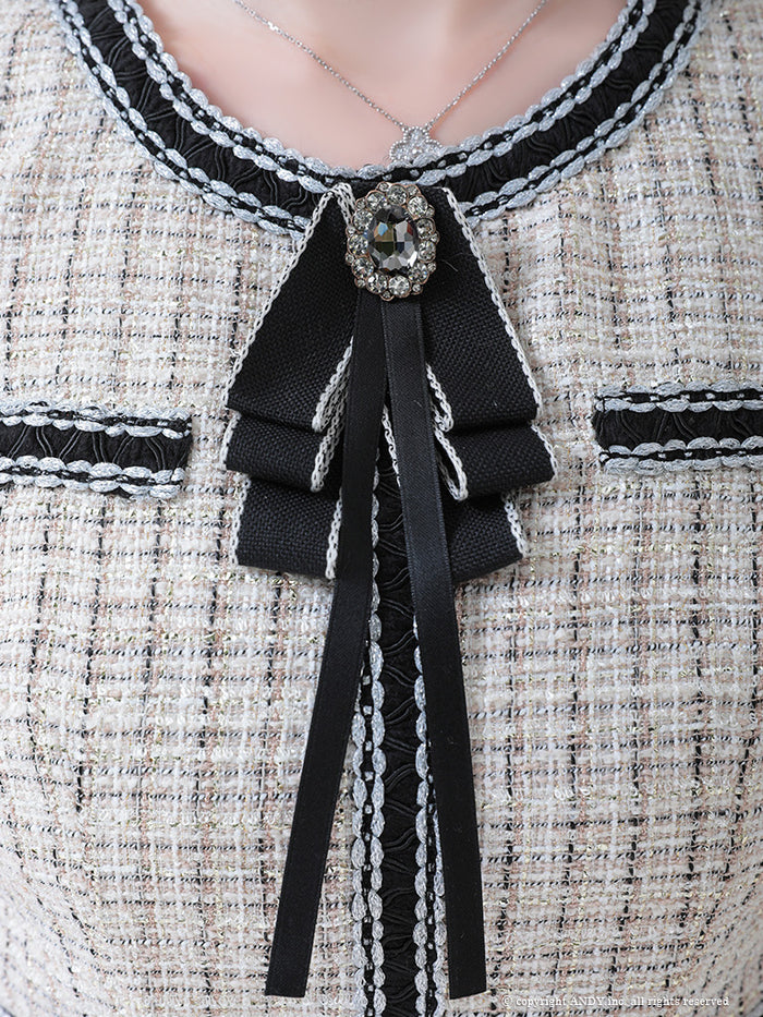 N゜ 21 ワンピース レディース ツィード an/AOC-3394/ワンピース/タイトワンピース/ツイード/ブローチ付き