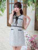 an/AOC-3394/ワンピース/タイトワンピース/ツイード/ブローチ付き