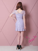 an/AOC-3396/ワンピース/ミニドレス/総レース/プリーツ/パールボタン