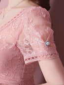 an/AOC-3396/ワンピース/ミニドレス/総レース/プリーツ/パールボタン