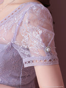 an/AOC-3396/ワンピース/ミニドレス/総レース/プリーツ/パールボタン