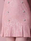 an/AOC-3396/ワンピース/ミニドレス/総レース/プリーツ/パールボタン