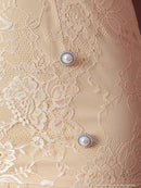 an/AOC-3396/ワンピース/ミニドレス/総レース/プリーツ/パールボタン