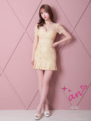 an/AOC-3396/ワンピース/ミニドレス/総レース/プリーツ/パールボタン