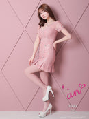 an/AOC-3396/ワンピース/ミニドレス/総レース/プリーツ/パールボタン