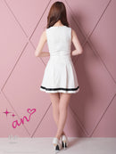 an/AOC-3406/ワンピース/ミニドレス/タイトワンピース/プリーツ/韓国風/バイカラー/スクエアネック/パールボタン