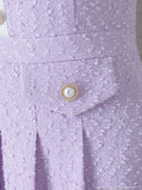 an/AOC-3406/ワンピース/ミニドレス/タイトワンピース/プリーツ/韓国風/バイカラー/スクエアネック/パールボタン