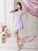 an/AOC-3407/ワンピース/ミニドレス/レース/タイトワンピース/プリーツスカート/袖あり