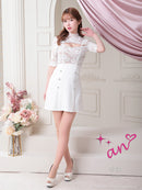 an/AOC-3407/ワンピース/ミニドレス/レース/タイトワンピース/プリーツスカート/袖あり