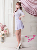 an/AOC-3407/ワンピース/ミニドレス/レース/タイトワンピース/プリーツスカート/袖あり