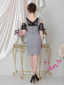 an/AOC-3416/ワンピース/ミニドレス/レース/チェック柄/タイトワンピース/袖あり