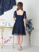 an/AOC-3419/ワンピース/ミニドレス/総レース/パールボタン/袖あり