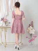 an/AOC-3419/ワンピース/ミニドレス/総レース/パールボタン/袖あり