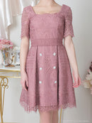 an/AOC-3419/ワンピース/ミニドレス/総レース/パールボタン/袖あり