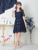 an/AOC-3419/ワンピース/ミニドレス/総レース/パールボタン/袖あり