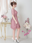 an/AOC-3419/ワンピース/ミニドレス/総レース/パールボタン/袖あり