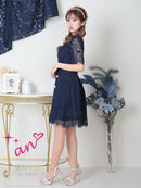 an/AOC-3419/ワンピース/ミニドレス/総レース/パールボタン/袖あり