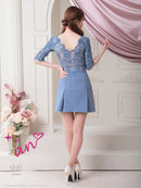 an/AOC-3426/ワンピース/ミニドレス/ワンカラー/レース/袖あり/プリーツ