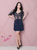 an/AOC-3426/ワンピース/ミニドレス/ワンカラー/レース/袖あり/プリーツ