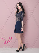 an/AOC-3426/ワンピース/ミニドレス/ワンカラー/レース/袖あり/プリーツ